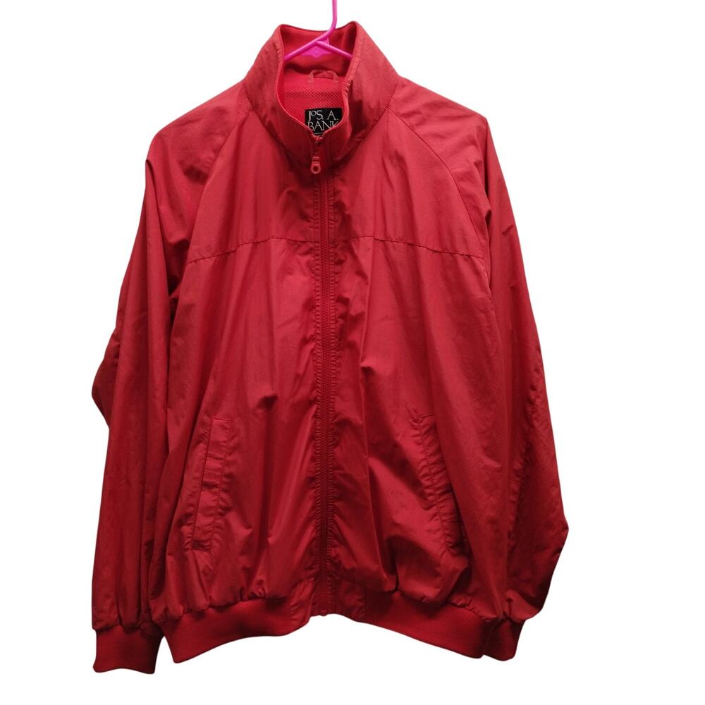 Jos. A. Bank Men's Size Small Water Repellant Red Mock Neck Zip-Up Rain Jacket